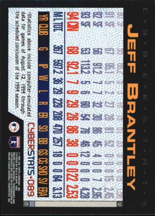 A6738- 1995 Topps Cyberstats BB Card #s 1-250 -You Pick- 15+ FREE US SHIP - Picture 179 of 493