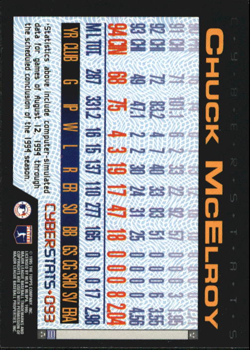 A6738- 1995 Topps Cyberstats BB Card #s 1-250 -You Pick- 15+ FREE US SHIP - Picture 187 of 493