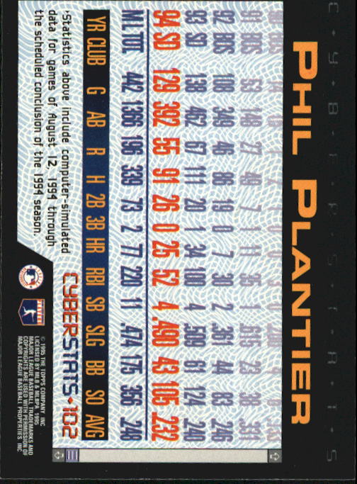A6738- 1995 Topps Cyberstats BB Card #s 1-250 -You Pick- 15+ FREE US SHIP - Picture 205 of 493