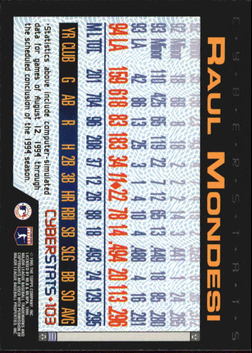A6738- 1995 Topps Cyberstats BB Card #s 1-250 -You Pick- 15+ FREE US SHIP - Picture 207 of 493