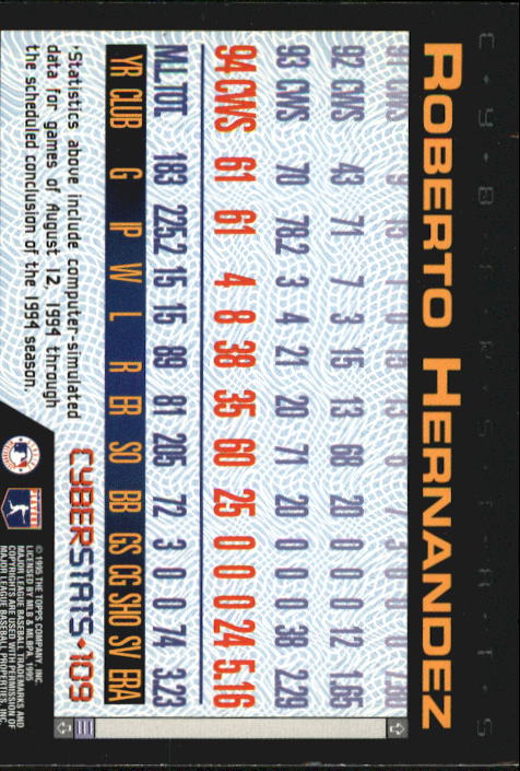 A6738- 1995 Topps Cyberstats BB Card #s 1-250 -You Pick- 15+ FREE US SHIP - Picture 219 of 493