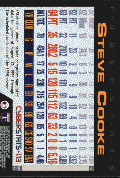 A6738- 1995 Topps Cyberstats BB Card #s 1-250 -You Pick- 15+ FREE US SHIP - Picture 227 of 493