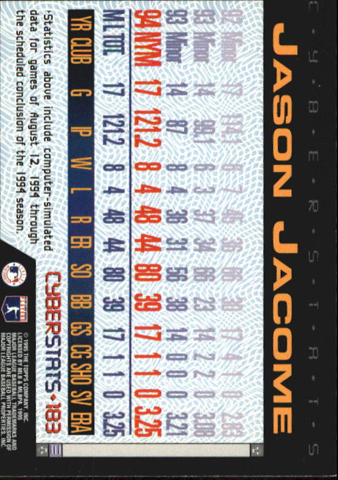 A6738- 1995 Topps Cyberstats BB Card #s 1-250 -You Pick- 15+ FREE US SHIP - Picture 365 of 493