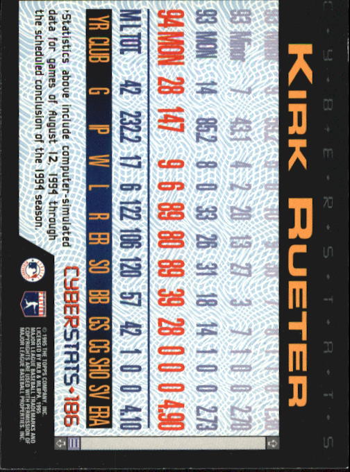 A6738- 1995 Topps Cyberstats BB Card #s 1-250 -You Pick- 15+ FREE US SHIP - Picture 371 of 493