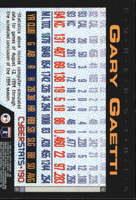 A6738- 1995 Topps Cyberstats BB Card #s 1-250 -You Pick- 15+ FREE US SHIP - Picture 377 of 493