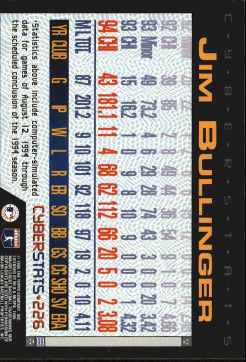 A6738- 1995 Topps Cyberstats BB Card #s 1-250 -You Pick- 15+ FREE US SHIP - Picture 447 of 493