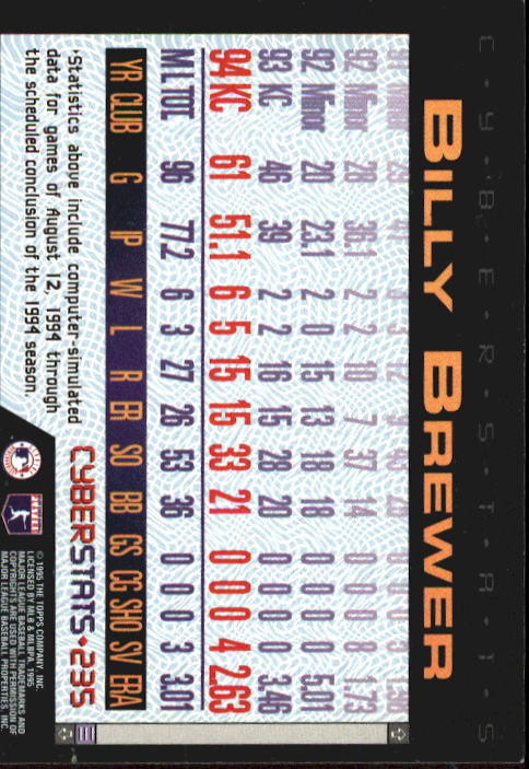 A6738- 1995 Topps Cyberstats BB Card #s 1-250 -You Pick- 15+ FREE US SHIP - Picture 463 of 493
