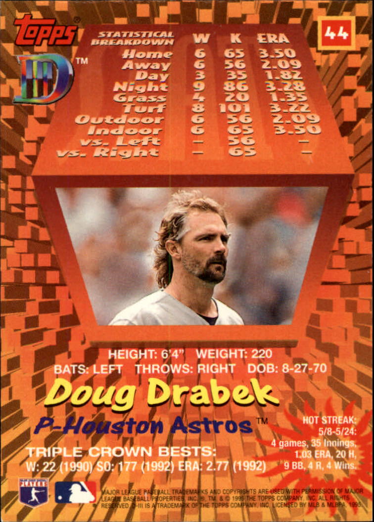 1995 Topps D3 #44 Doug Drabek back image