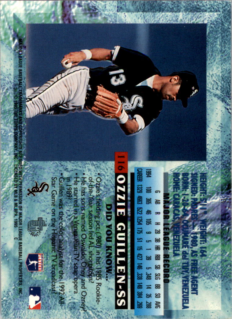 1995 Topps Embossed Golden Idols White Sox Baseball Card #116 Ozzie Guillen