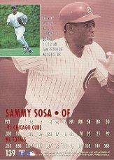 1995 Ultra #139 Sammy Sosa back image