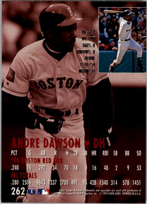 1995 Ultra #262 Andre Dawson back image
