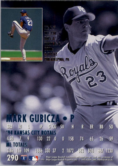 1995 Ultra #290 Mark Gubicza back image
