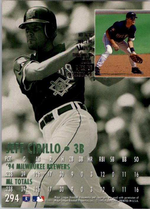 1995 Ultra #294 Jeff Cirillo back image