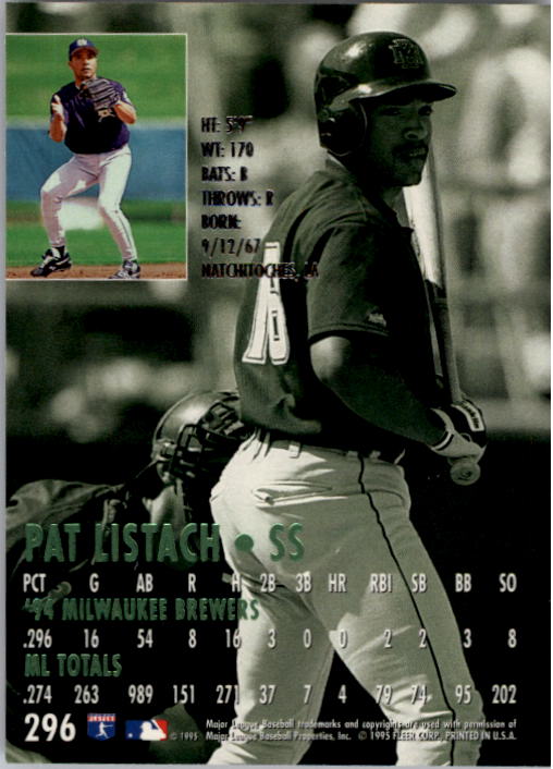 1995 Ultra #296 Pat Listach back image