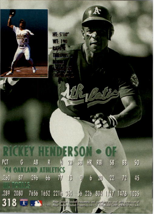 1995 Ultra #318 Rickey Henderson back image