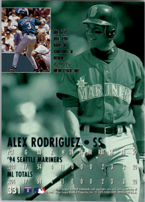 1995 Ultra #331 Alex Rodriguez back image