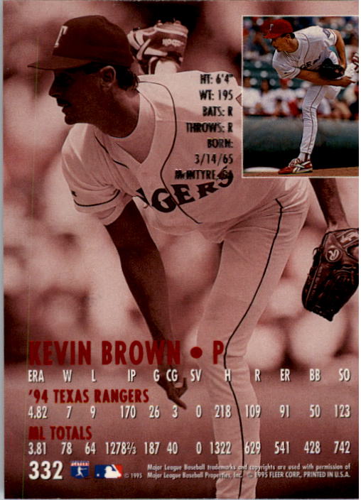 1995 Ultra #332 Kevin Brown back image