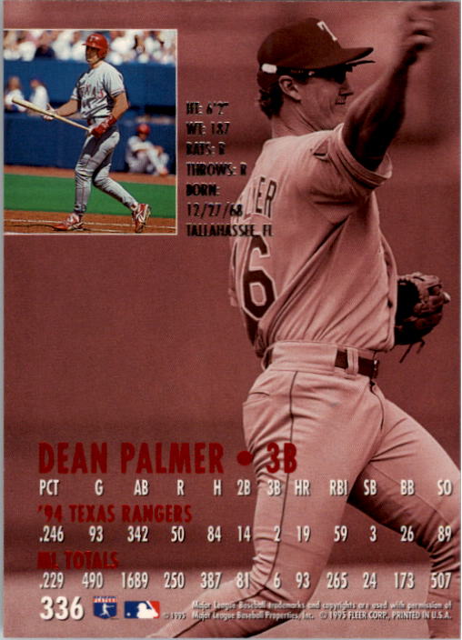 1995 Ultra #336 Dean Palmer back image