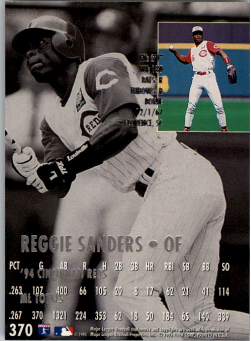 1995 Ultra #370 Reggie Sanders back image