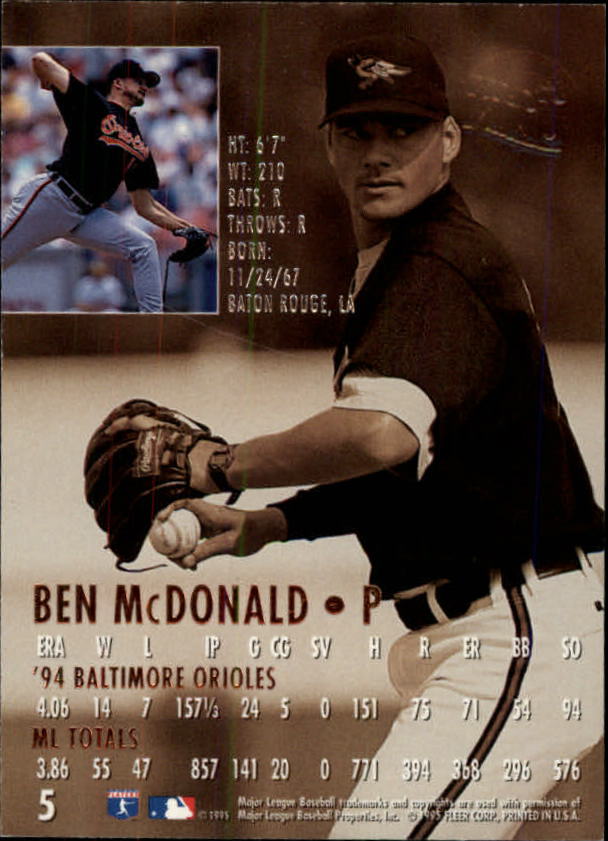 1995 Ultra Gold Medallion #5 Ben McDonald back image
