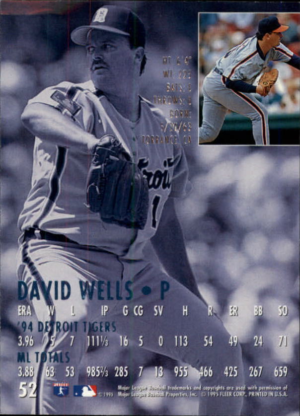 1995 Ultra Gold Medallion #52 David Wells back image