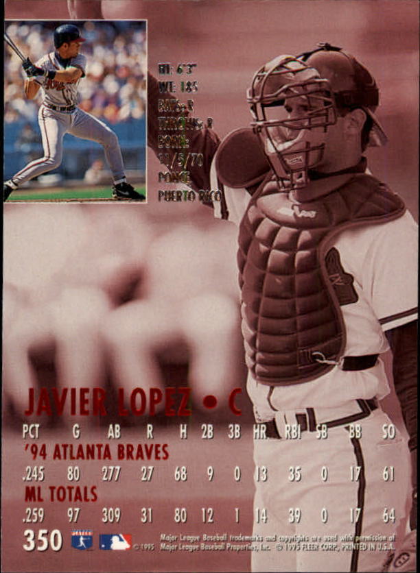 1995 Ultra Gold Medallion #350 Javier Lopez back image