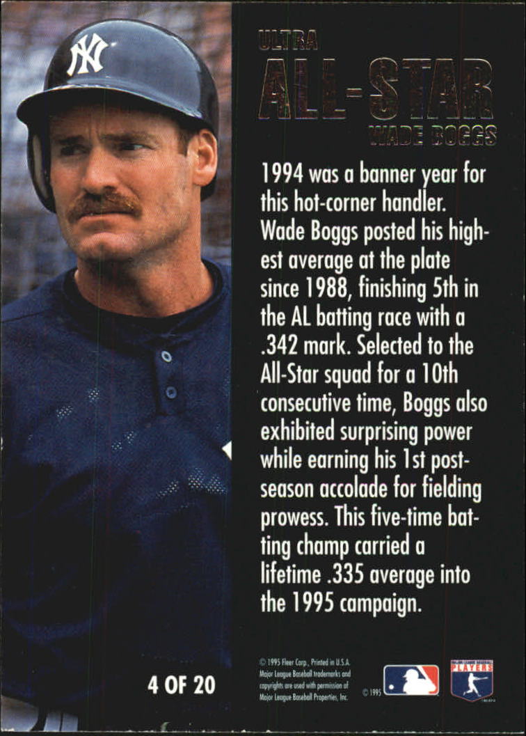 1995 Ultra All-Stars #4 Wade Boggs back image