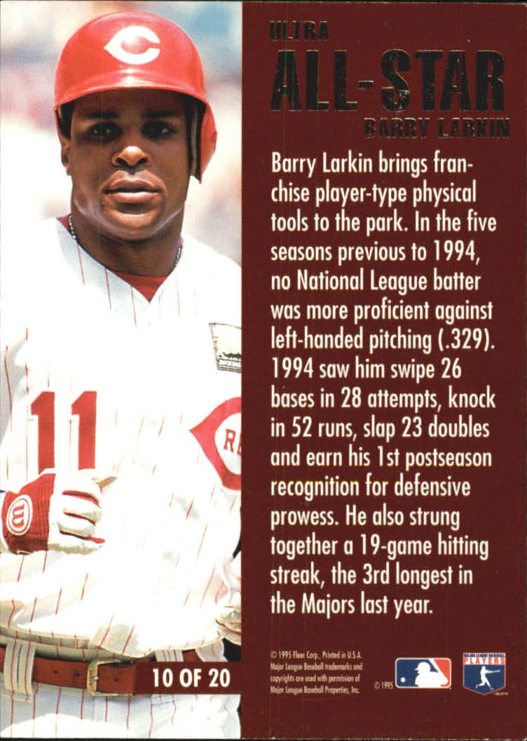 1995 Ultra All-Stars #10 Barry Larkin back image