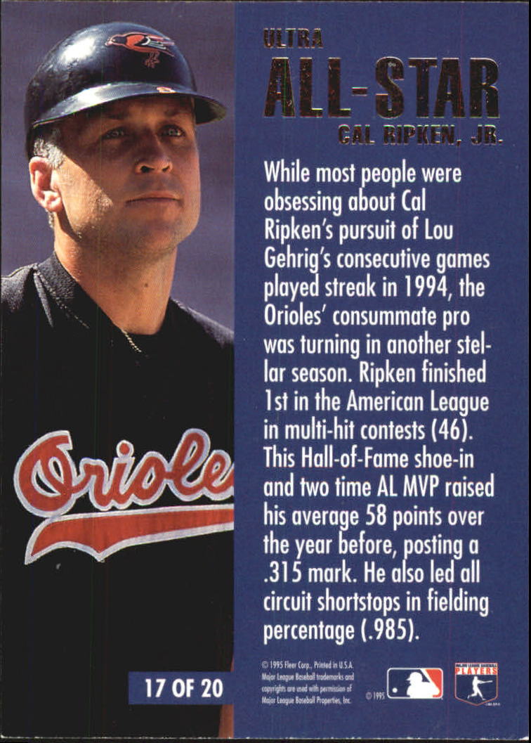 1995 Ultra All-Stars #17 Cal Ripken back image