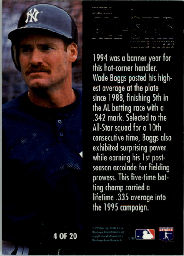1995 Ultra All-Stars Gold Medallion #4 Wade Boggs back image