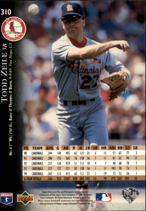 1995 Upper Deck Electric Diamond #310 Todd Zeile back image