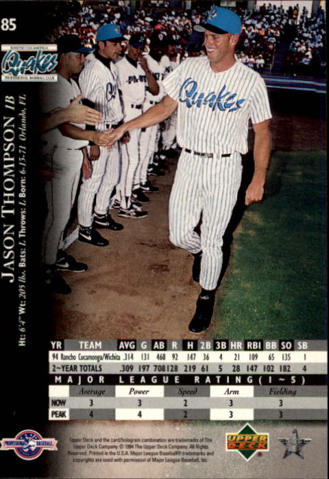 1995 Upper Deck Minors #85 Jason Thompson back image