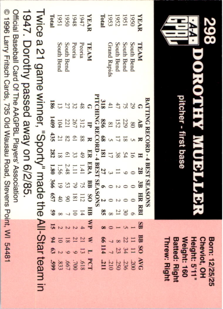 B2983- 1995-96 Fritsch AAGPBL Baseball #s 251-421 -You Pick- 15+ FREE US SHIP - Picture 95 of 323