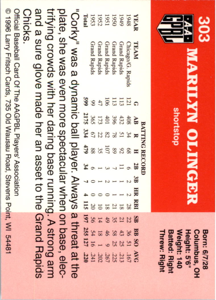 B2983- 1995-96 Fritsch AAGPBL Baseball #s 251-421 -You Pick- 15+ FREE US SHIP - Picture 105 of 323