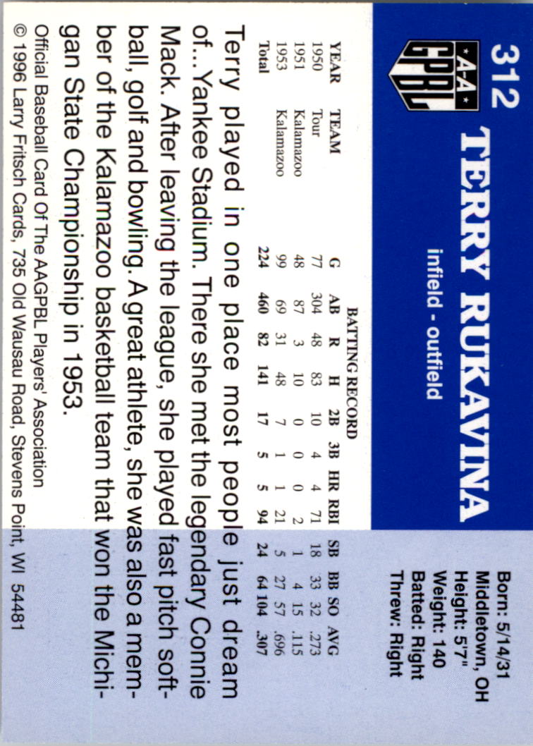 B2983- 1995-96 Fritsch AAGPBL Baseball #s 251-421 -You Pick- 15+ FREE US SHIP - Picture 123 of 323