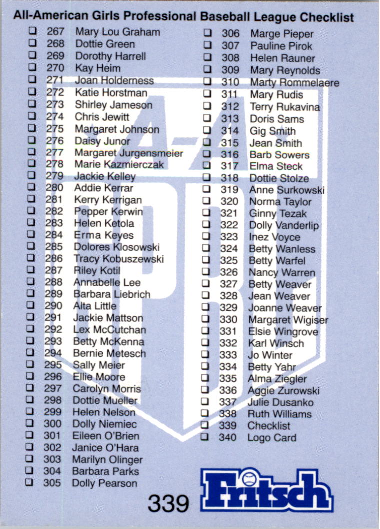 B2983- 1995-96 Fritsch AAGPBL Baseball #s 251-421 -You Pick- 15+ FREE US SHIP - Picture 175 of 323