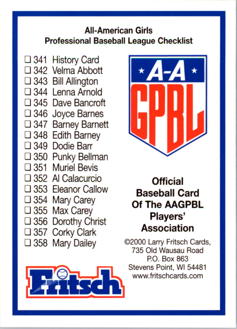 B2983- 1995-96 Fritsch AAGPBL Baseball #s 251-421 -You Pick- 15+ FREE US SHIP - Picture 318 of 323