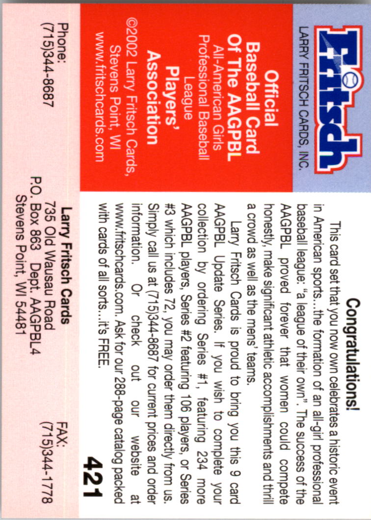 B2983- 1995-96 Fritsch AAGPBL Baseball #s 251-421 -You Pick- 15+ FREE US SHIP - Picture 323 of 323