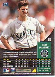 1996 Pinnacle #27 Tino Martinez back image