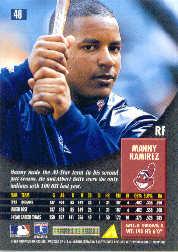1996 Pinnacle #46 Manny Ramirez back image