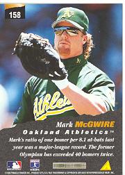 1996 Pinnacle #158 Mark McGwire NAT back image
