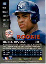 1996 Pinnacle #165 Ruben Rivera back image