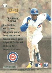 1996 Pinnacle #263 Sammy Sosa HH back image