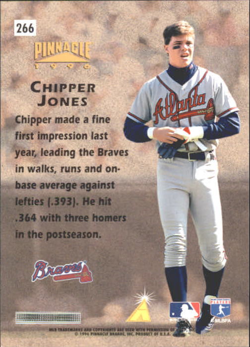 1996 Pinnacle #266 Chipper Jones HH - Chipper Jones Hardball Heroes Atlanta  Braves - NM-MT+