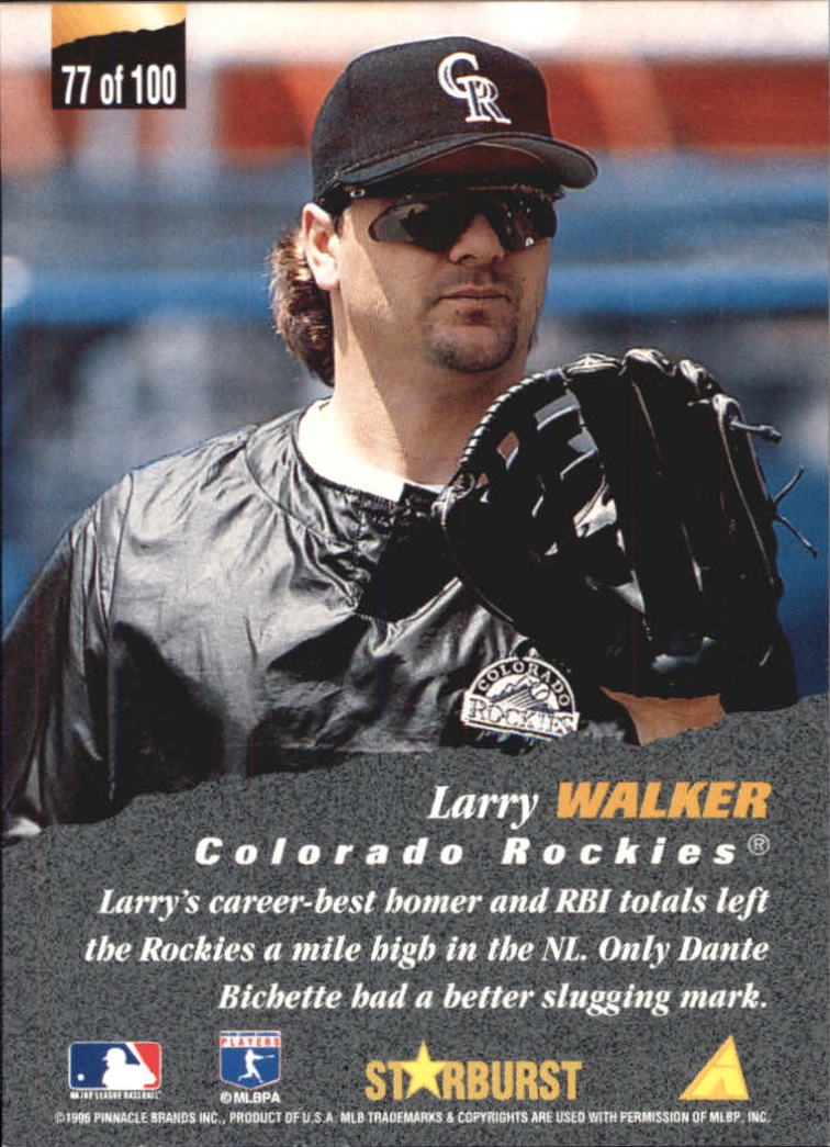 1996 Pinnacle Starburst #77 Larry Walker NAT back image