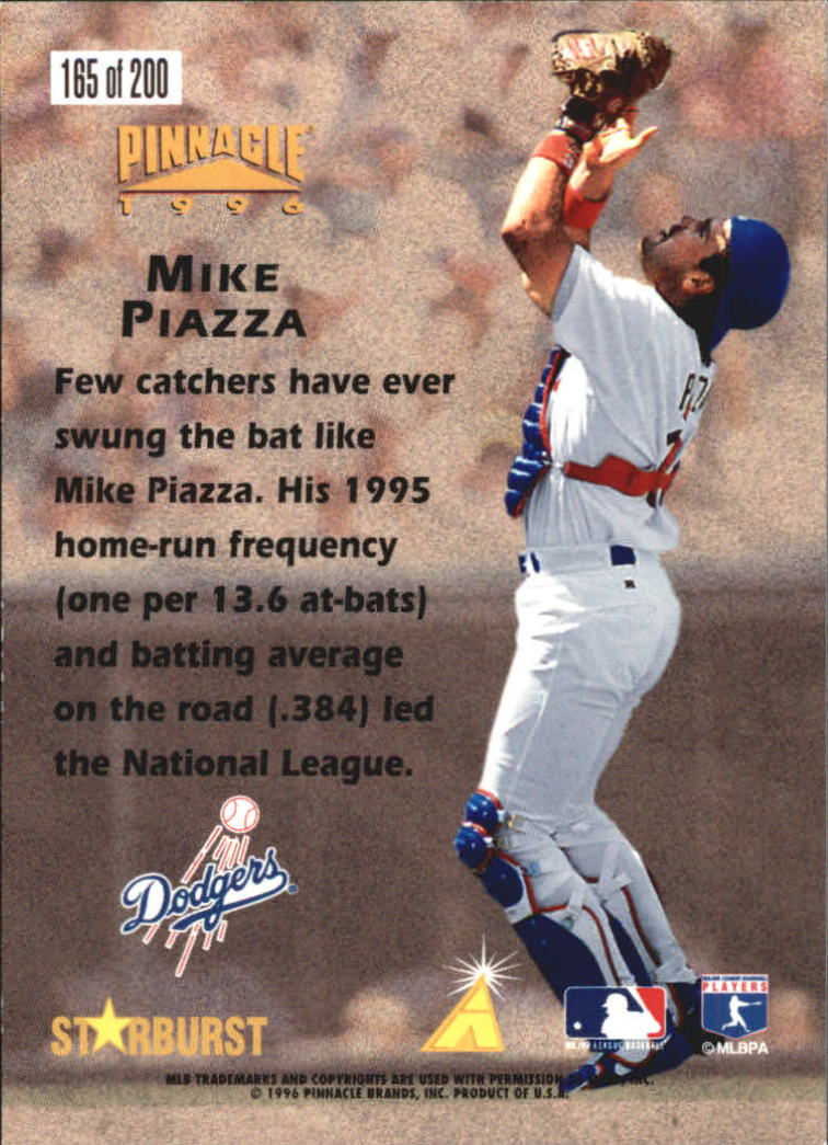 1996 Pinnacle Starburst #165 Mike Piazza HH back image