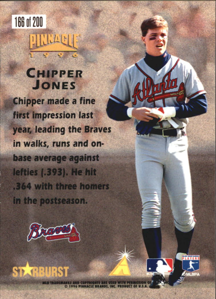 1996 Pinnacle Starburst #166 Chipper Jones HH back image