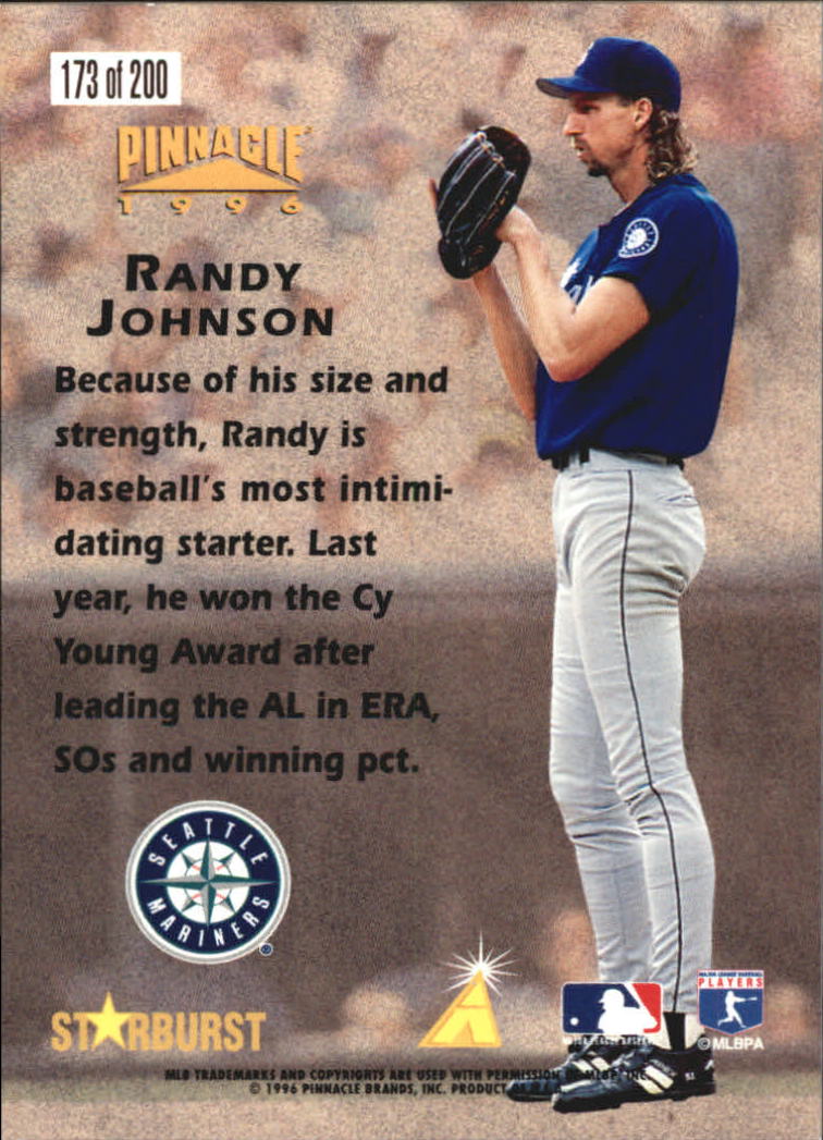 1996 Pinnacle Starburst #173 Randy Johnson HH back image