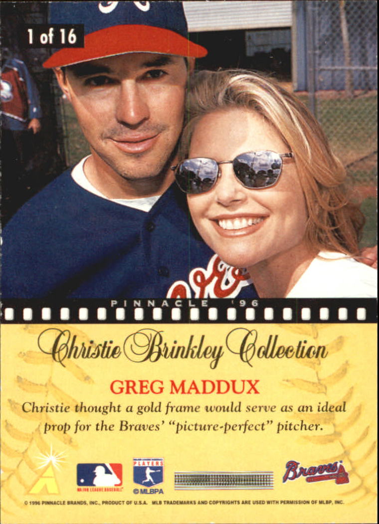 1996 Pinnacle Christie Brinkley Collection #1 Greg Maddux back image