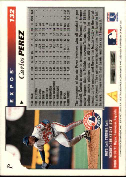1996 Score #132 Carlos Perez back image
